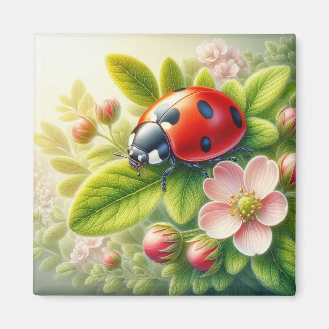 Íman Floral/primavera ladybug trabalho de arte (Frente)