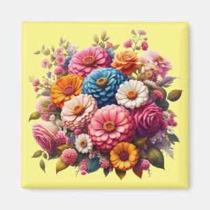 Íman Floral/Primavera Zinnia/Rosa