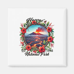Íman Floral Retro Parque Nacional Vulcões do Havaí Acam