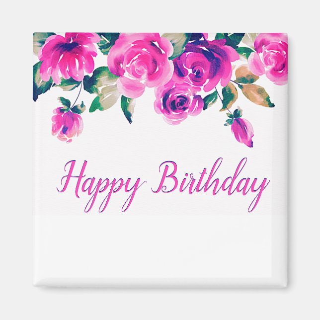 Íman floral rosa personalizado (Frente)