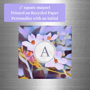 Íman Floral Roxo e Azul com Inicial