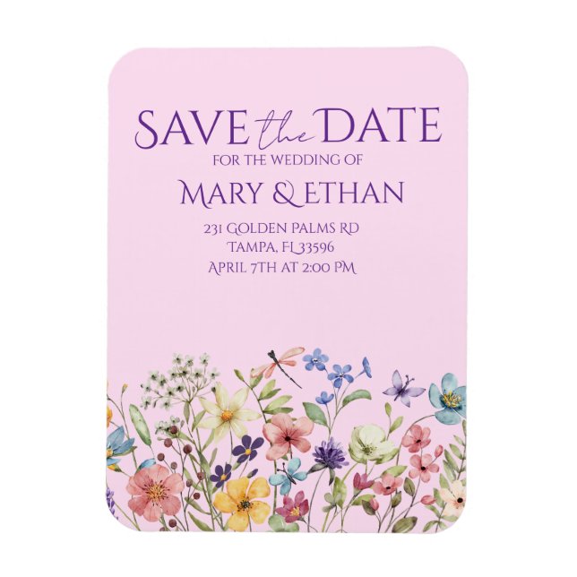 Íman Floral Save the Date Wedding Invitation  (Vertical)