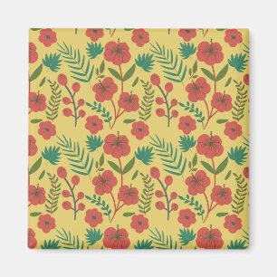Íman Floral, sem costura, flores amarelas vermelhas