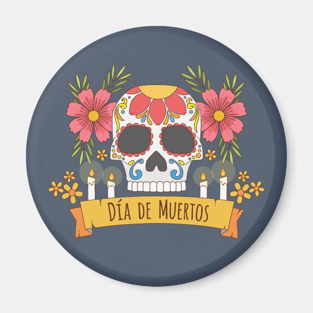 Íman Floral Skull Dia de los Muertos | Magnet (Frente)