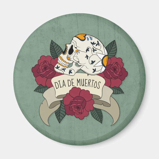 Íman Floral Skull Dia de los Muertos | Magnet (Frente)
