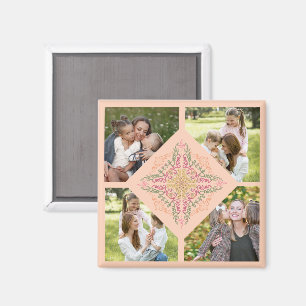 Íman Floral Soft pêssego caleidoscópico Script Melhor M