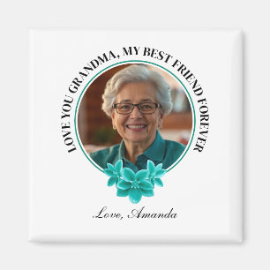 Íman Floral Teal Frame Grandboy para a Vovó Foto