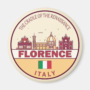 Íman Florence Itália City Skyline Emblem