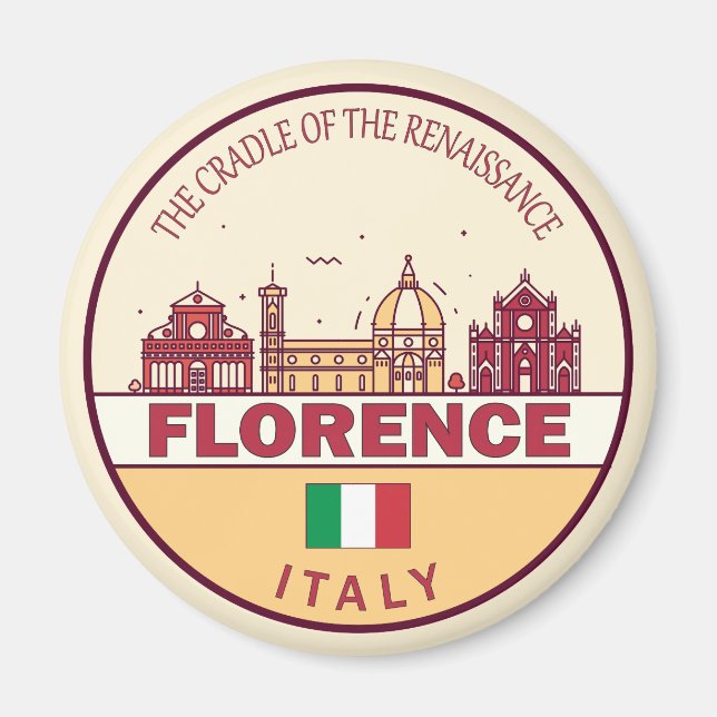 Íman Florence Itália City Skyline Emblem (Frente)
