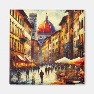 Íman Florence, rua Itália com pintura Duomo