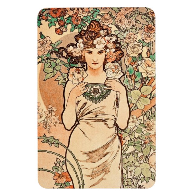 Íman Flores - a Rosa por Alphonse Mucha (Vertical)