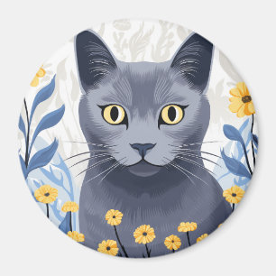 Íman Flores Amarelas do Gato Azul Russo