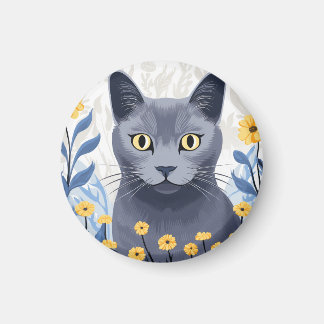 Íman Flores Amarelas do Gato Azul Russo