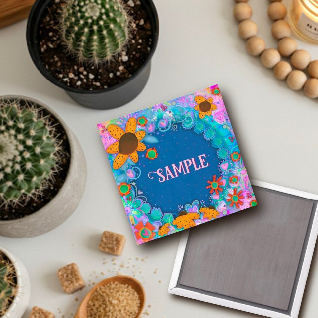 Íman Flores Amarelas Personalizadas Diversas Magnetas A (Criador carregado)