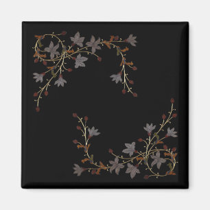 Íman Flores Art Déco em Preto