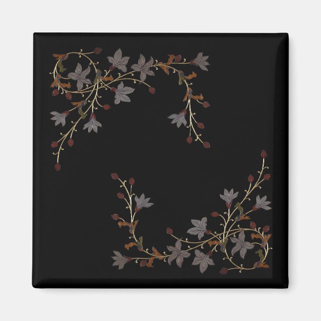Íman Flores Art Déco em Preto (Frente)