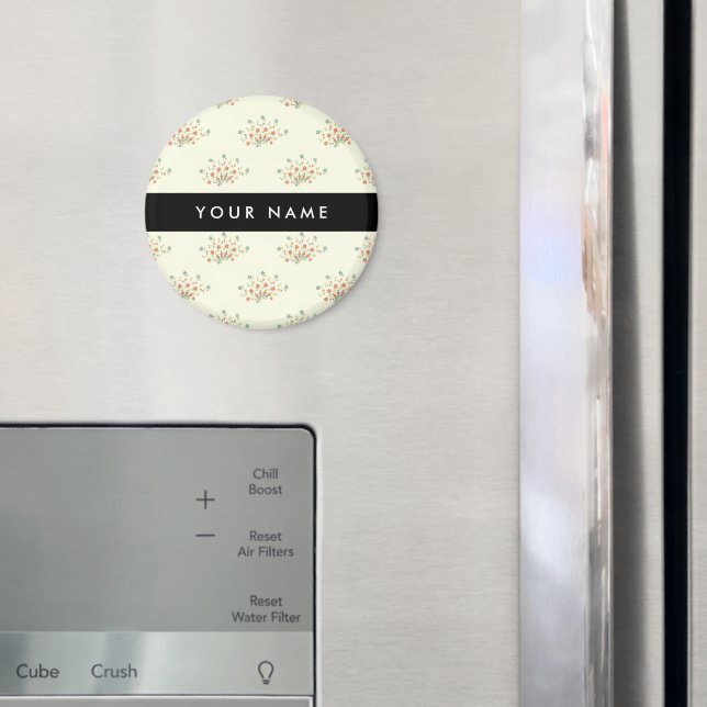 Íman Flores Azuis e Vermelhas, Preto, Seu Nome (In Situ (Fridge))