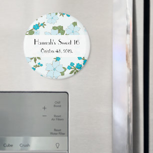 Íman Flores Azuis, Padrão De Flores, Doce 16