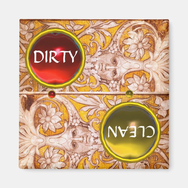 ÍMAN FLORES BRANCOS DOURADOS DE FACE GROTESCA SUJAS LIM (Frente)