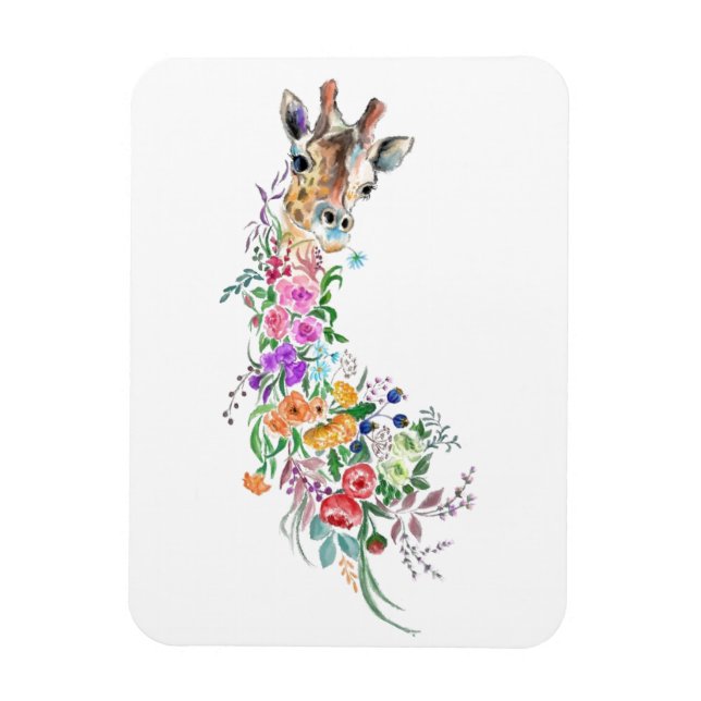 Íman Flores Coloridas Buquê Girafa - Moderna Desenho (Vertical)