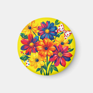Íman Flores Coloridas e Ousadas Buquê Pop Art Bolinhas