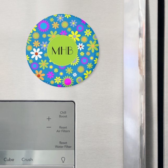 Íman Flores Coloridas, Padrão De Flores, Monograma (In Situ (Fridge))