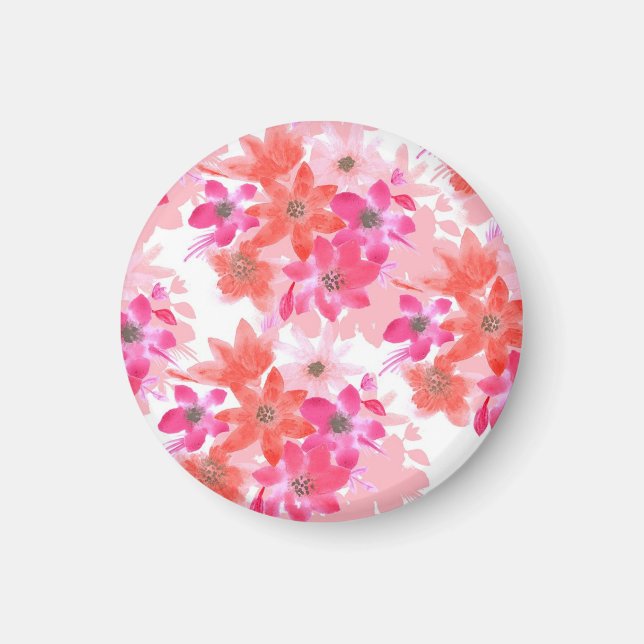 Íman Flores Cor de Água Moderna Rosa (Frente)