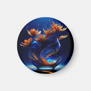 Íman Flores Cor de Coral Crescendo Fora de um Vaso Azul