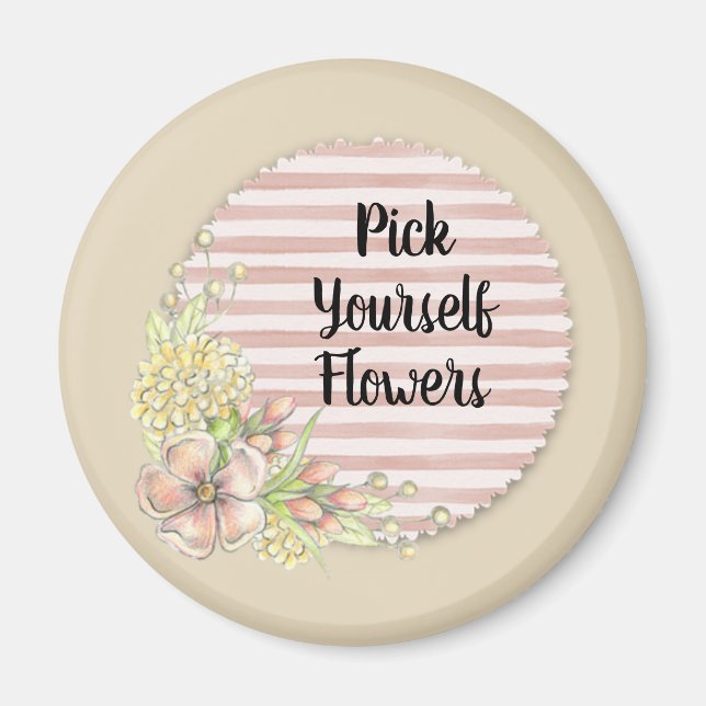 Íman Flores Cor-de-Rosa Bonitas com Listras (Frente)