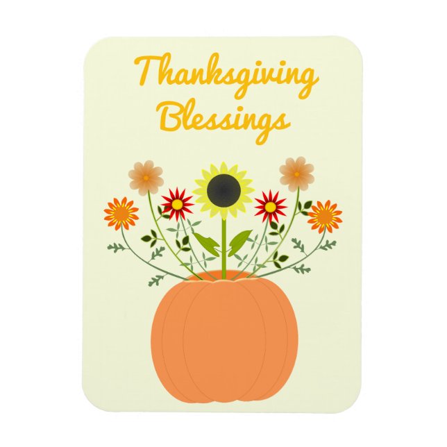 Íman Flores de Ação de Graças em Pumpkin Personalizado (Vertical)