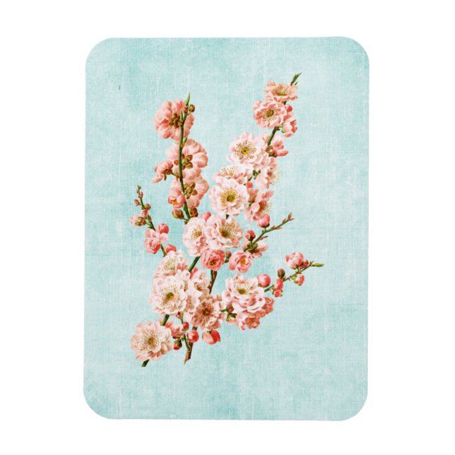 Íman Flores de Ameixa em Jeans Envelhecido (Vertical)
