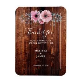 Íman Flores de aquarela em madeira de celeiro Obrigado 