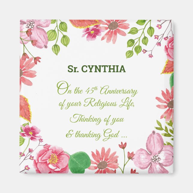 Íman Flores de Aquarela Religiosas de 45 anos (Frente)