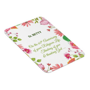 Íman Flores de Aquarela Religiosas do 60º Aniversário