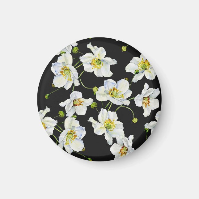 Íman Flores de Camomila: Padrão de Ilustração de Aquare (Frente)