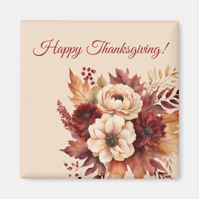 Íman Flores de Cores de Água de Ação de Graças- (Frente)