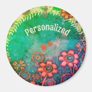 Íman Flores De Diversão De Vintage Retro Personalizadas
