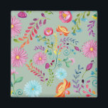 Íman Flores de Folhas de Cores d'Água - Personalizáveis<br><div class="desc">Folk Flowers - Watercolor Art. Use a guia Personalizar para adicionar texto. ________________________________________________________________________________________________ Se você precisar de assistência ou itens correspondentes,  entre em contato com LeahG através da guia abaixo. _________________________________________________________________________________________________. Padrões e/ou clientes por www.lagartixashop.com</div>