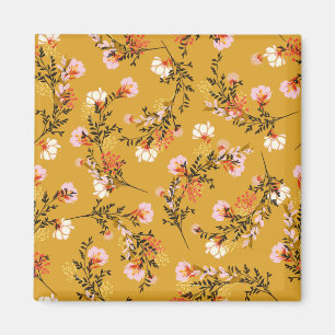 Íman flores de fundo amarelo