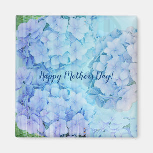 Íman Flores de hydrangea azuis e texto personalizado