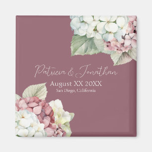 Íman Flores de Hydrangea, Cor-de-Água Rosa e Branca, em