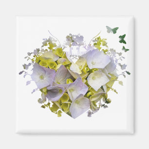Íman Flores de Hydrangea num Coração