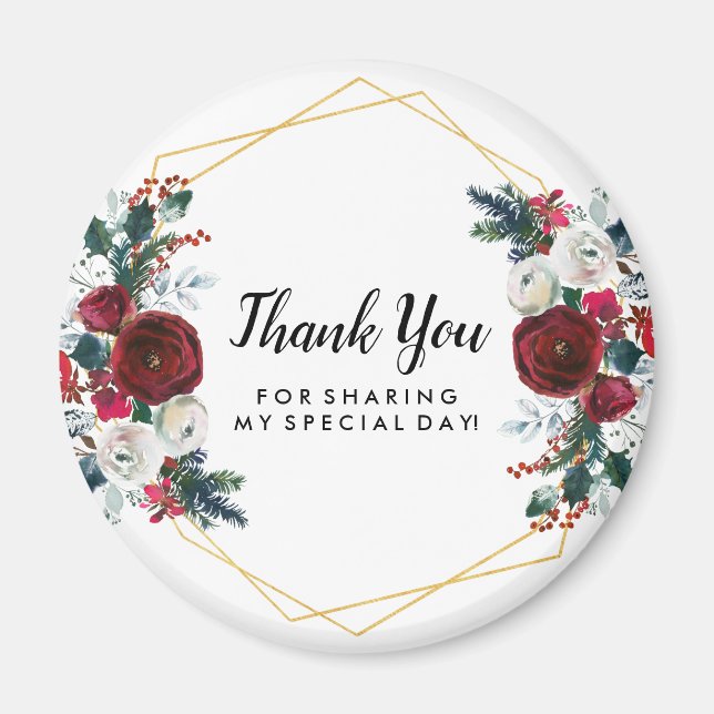 Íman Flores de inverno geométricas Douradas da Frame Bu (Frente)