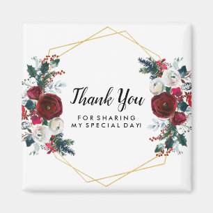 Íman Flores de inverno geométricas Douradas de Moldura