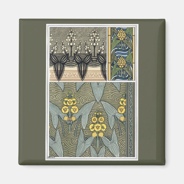 Íman Flores de Jardim em Arte Nova Antiga com Motivos d (Frente)