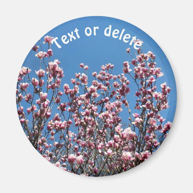 Íman Flores de Magnólia Céu Azul Personalizado (Frente)