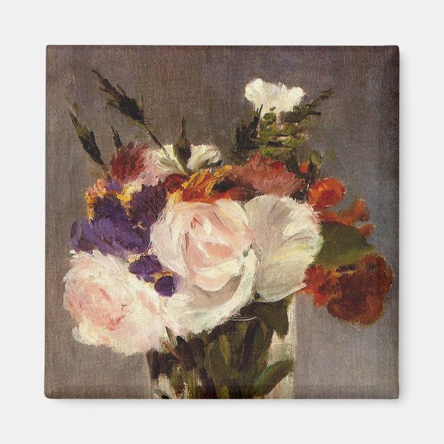 Íman Flores de Manet em um Vaso Cristal - Magnet (Frente)