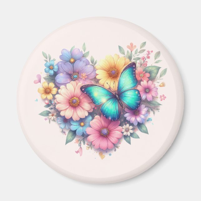 Íman Flores de Margarida com uma Bela Borboleta (Frente)