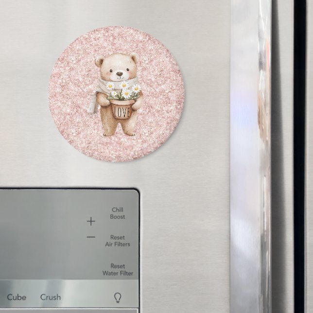 Íman Flores de Margarida de Urso Doce Brilho Rosa (In Situ (Fridge))