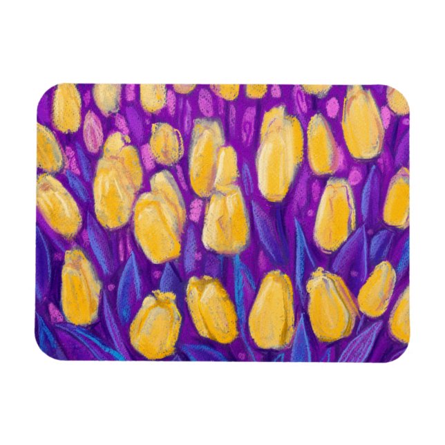 Íman Flores de Mola de Campo das Tulipas Amarelas Pintu (Horizontal)
